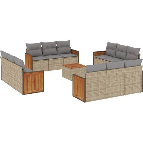 Maison Exclusive - Set sofás de jardín con cojines 13 pzas ratán (1/5)