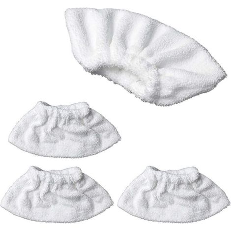 CSPARKV Nettoyage à la vapeur en microfibre pour la buse manuelle, ensemble de chiffons éponge, housse en coton éponge, compatible avec la plupart des Nettoyeur à vapeur (Blanc) (1/4)