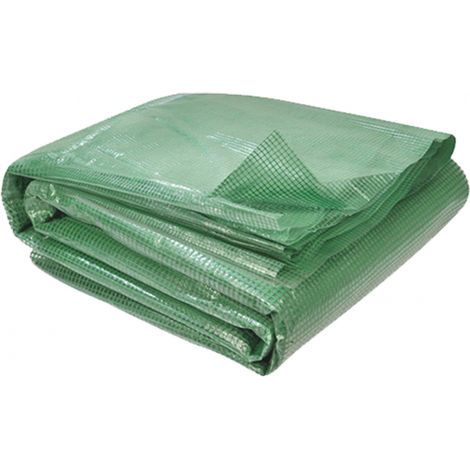 Idmarket – Bâche de rechange 130 gr/m² pour serre 12m² – Polyéthylène renforcé anti-UV – 4 fenêtres avec moustiquaire – Large porte zippée