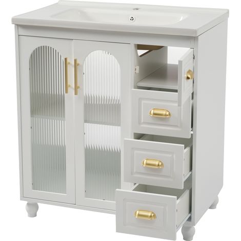 GagaMeuble vasque LY316465AAA 80 cm avec lavabo céramique blanc (1/5)
