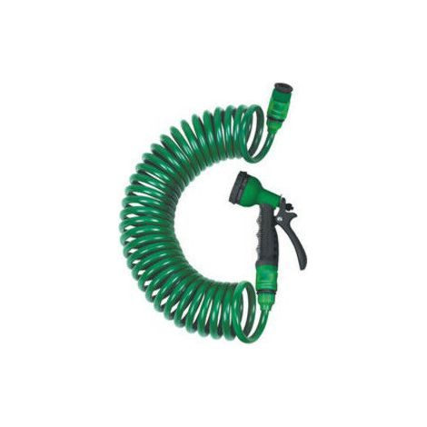 Kit tuyau d'arrosage spiralé 10m avec pistolet d'arrosage 7 fonctions