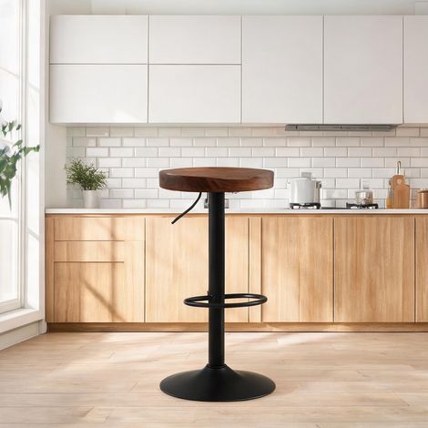 Tabouret de bar moderne réglable en hauteur avec assise en pin (1/5)