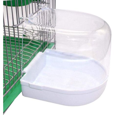 Boîte de bain transparente pour perroquet, baignoire suspendue, cage pour petit oiseau (perroquet) blanche