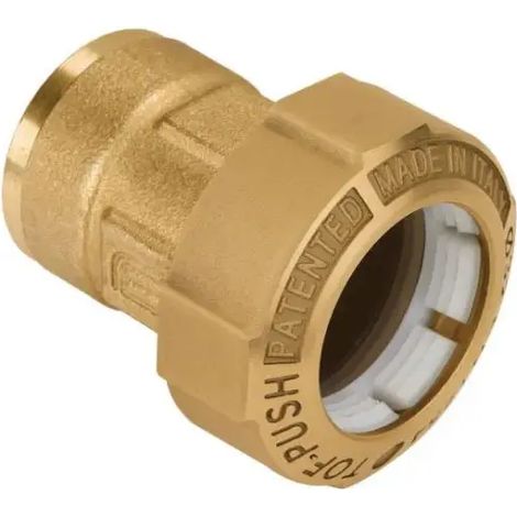 TOF/F Push raccordo monogiunto per PE con filetto femmina con anello in plastica ø25 x 3/4" 01020005P