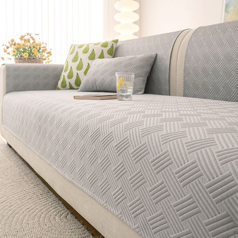 Housse de canapé rafraîchissante d'été – Protège-canapé respirant et antidérapant – Tapis de protection confortable effet frais pour canapé (Gris - 70 × 180 cm) (1/5)