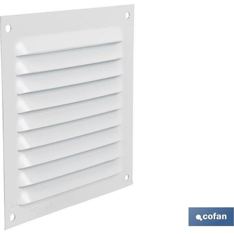 Grille de ventilation en aluminium blanc 10 x 10 cm, 0,6 mm d'épaisseur.