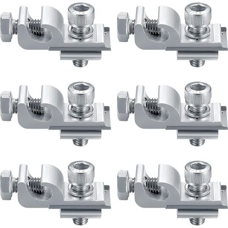 6 Stück Standard-Solarpanel-Erdungsklammern, Solar-Montagesystem-Befestigungssatz, Montagehalterungsklemmen, Solarpanel-Befestigungselemente, Erdungsösen