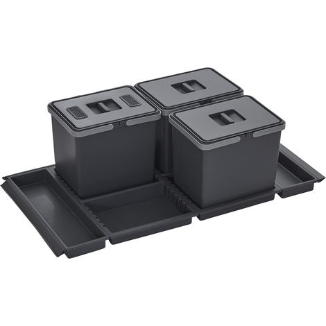 Abfallsammler Metropolis 15+15+15L mit Deckel Abfallsystem für Korpusbreite 100 cm (1/5)