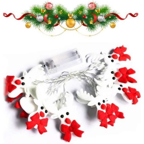 Guirlande lumineuse - 3m - LED - Décoration Noël - Renne - Coloré - Fil de cuivre plaqué argent (1/4)