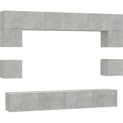 Maison Exclusive - Set Mobili Porta TV 8pz Grigio Cemento in Legno Multistrato (1/5)
