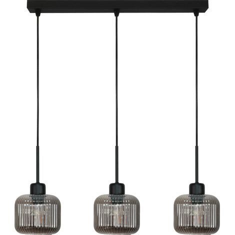 Lámpara de techo colgante negra con pantalla de cristal grafito Beka Grey 15-004