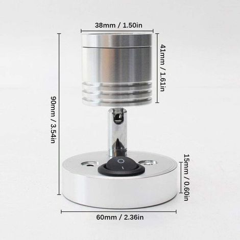 VURAHOME - 2 pièces 12V LED Spot Lampe de Lecture Murale Lampe de Chevet Interrupteur réglable Camping-Car e cylindrique Flexible éclairage intérieur pour Bateau Camping-Car (Argent) (1/4)