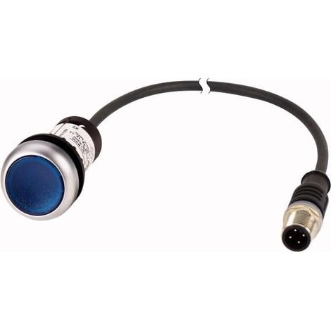 Bouton-poussoir lumineux RMQ Compact bleu plat à accrochage 1o/0f M12A-male câble noir 0 2 m EATON C22-DRL-B-K10-24-P1