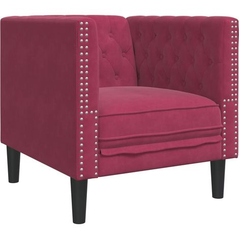 Fauteuil de Salon,Chaise,Fauteuil Chesterfield rouge bordeaux velours CFW963843 (1/5)