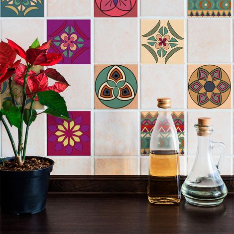 Sticker Mural Carrelage adhésif Cuisine Salle de Bain - 12 STICKERS CARRELAGES AZULEJOS MELILLA - 12stickers10x10cm (1/5)