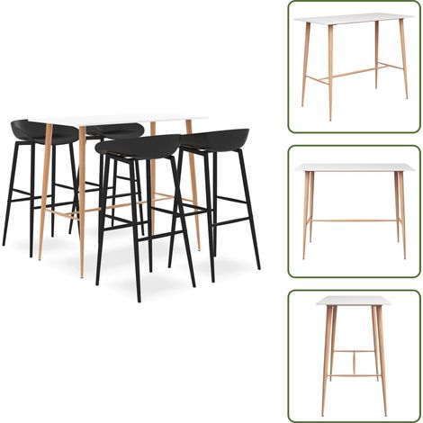 Ensemble de bar 5 pcs Blanc et noir - Ensemble De Bar - Meuble De Salle À Manger - Table De Bar - Tabouret De Bar - Mobilier Moderne (1/5)