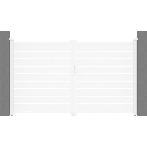 Cancello a battente traforato L305 x H183 cm in Alluminio Bianco - PRIMO