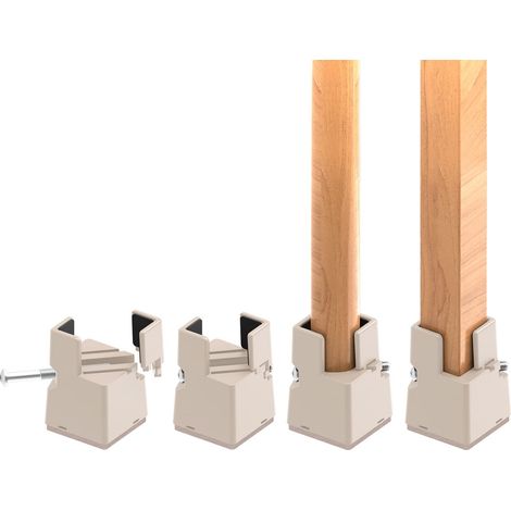 Rehausseurs de Meubles Réglables 5cm avec Pince à Vis, 2 Pouces Rehausseur Pieds de Lit, Table, Canapé, Bureau, Rehausseur Meuble Robuste pour Pieds de Chaise de 0,8 à 1,6 Pouces, Beige (1/5)