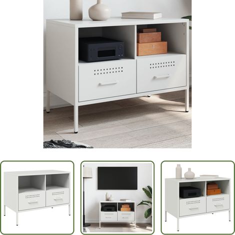 Stahl - TV-Schrank Weiß 68x39x50,5 cm Stahl (1/5)