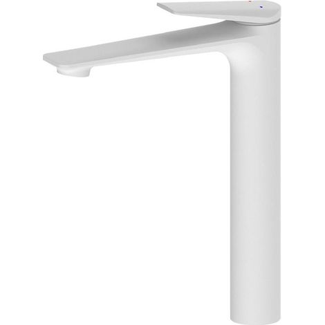 Grifo para lavabo alto totalmente de cobre, diseño elegante, doble mando, color blanco (1/5)