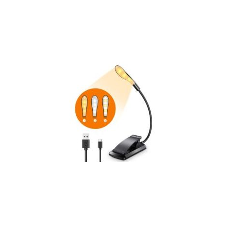 Leselampe, 7 LEDs, USB-wiederaufladbar, Klemmleuchte mit 9 Leuchtmodi (3 Farben: Warm, Kalt & Neutral), 360° flexibler Hals, ideal für Bett, Kinder und Camping – Crezuo