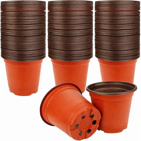 Lot de 75 pots de pépinière en plastique de 10 cm (4 pouces), plateaux de semis, bicolores, pots pour semis (1/5)