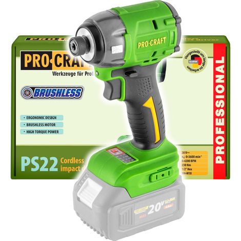 Avvitatore a impatto a batteria Procraft PS22bb 20 V 230 Nm 1/4" Brushless Solo - senza batteria, senza caricabatterie (1/5)