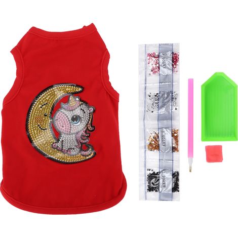 Dog Shirt Soft Breathable Rhinestone Painted Pet Pajama Sleeveless Puppy Sweatshirt for Doggie WearingRed M (1/5)