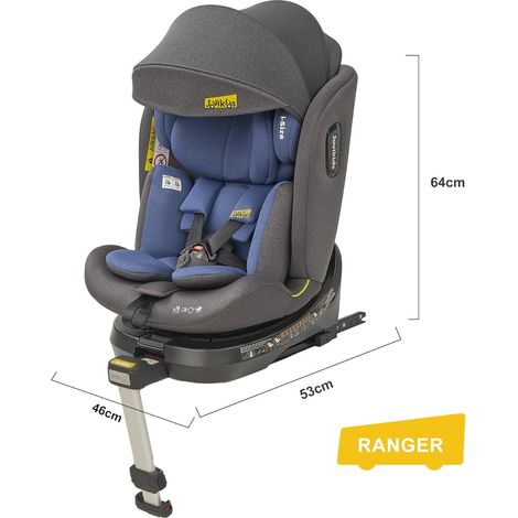Siège auto enfant 360° pivotant i-Size 40-150 cm avec ISOFIX, reboarder et canopy bleu OKMYHOME (1/5)