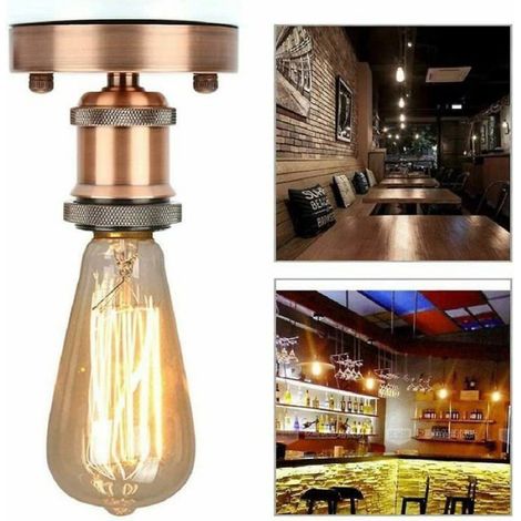 Douille de lampe E27 vintage adaptateur rtro en cramique 1 pack laiton antique rouge couleurs multiples (1/4)