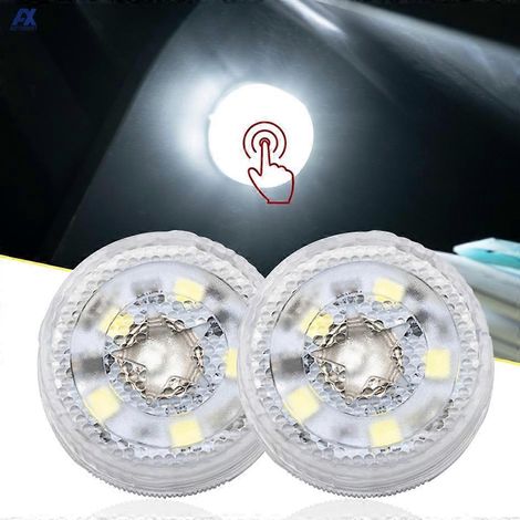 Lot de 2 lampes tactiles intérieures de voiture à 5 LED, mini ampoules de lecture pour plafond, plafonnier, coffre, accoudoir, boîte, clignotant LED pour la maison, la cuisine, les placards et les arm (1/5)