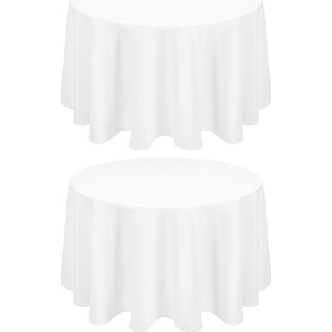2er-Pack runde Tischdecke 177 cm Weiß, Polyester, pflegeleicht & knitterfrei