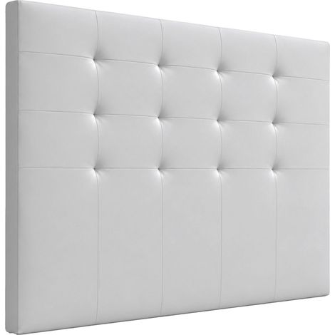 Home Heavenly® - Cabecero cama tapizado OLSON, acolchado para cama individual o matrimonial, no incluye herrajes 150 cm Color: Blanco (1/5)