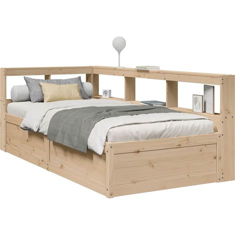 Bookcase Bed without Mattress 90x190cm Solid Wood Pine vidaXL (1/5)