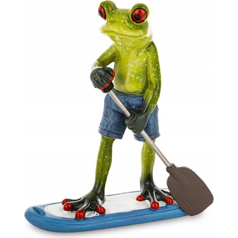 Froschfigur, die auf einem SUP-Froschbrett schwebt (Stand Up Paddle Aquasurf Surfer) (1/5)