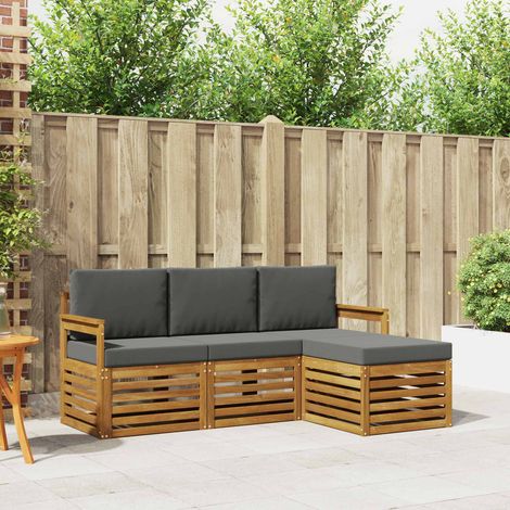 Outdoor-Sofagarnitur mit Kissen 4 pcs Natur und Anthrazit (1/5)