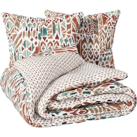 Parure De Lit Imprimée Ikat 240x220 Multicolore Atmosphera (1/3)