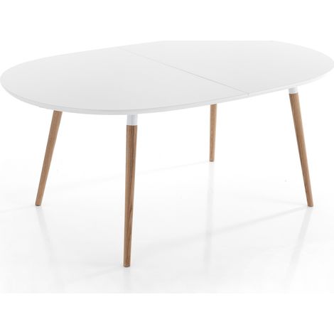 Mesa efecto madera lacada en blanco mate Al 75 x An 105 x Pr 170 cm (1/3)