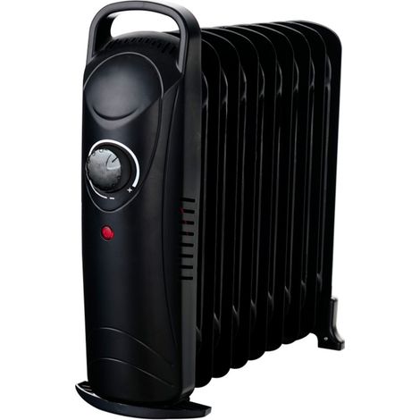Radiatore Elettrico a Olio 800W Calorifero Portatile a Basso Consumo con 7 Elementi Riscaldanti Termostato Maniglia Integrata Anti Surriscaldamento Per Stanze fino a 25m² 38 × 14 × 30.5 Cm Nero