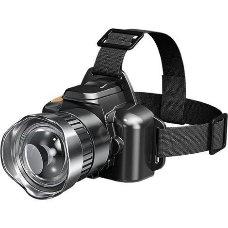 Lampe frontale LED rechargeable, lumière blanche super lumineuse avec détecteur de mouvement, zoom réglable, banque d'alimentation USB pour camping randonnée (C) (1/5)