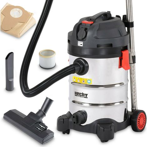 Aspirateur industriel 1400W eau et poussière – Réservoir 30L en acier inoxydable – Prise automatique – Pour chantiers humides et secs – Hecht (1/5)