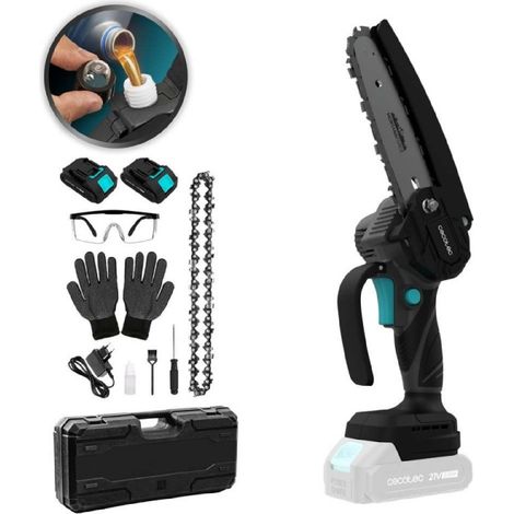 Cecotec Tronçonneuse à main 6 à batterie 21V MontanaForce 6000 Hand. 700W Vitesse 24500tr/min Lubrification par bouton Inclut