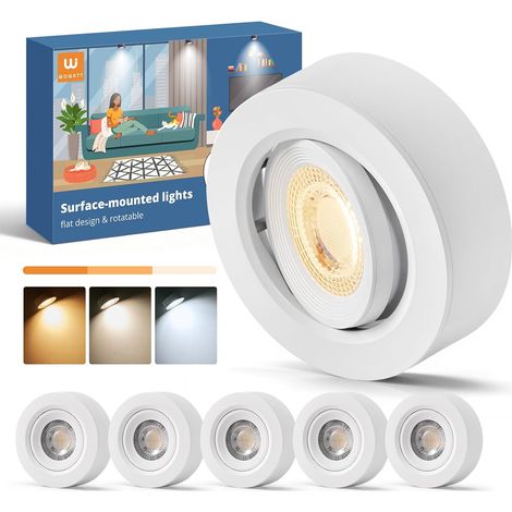 Lot de 6 LED Spot en Saillie Blanc, Dimmable Spot Plafond Orientable (1/5)