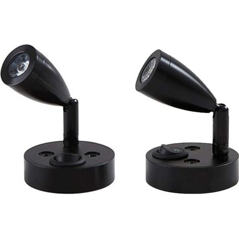 2 pièces 12V LED Spot Lampe de Lecture Murale de Chevet Interrupteur réglable Camping-Car Caravane Van Caravane lumière intérieure pour Bateau Camping-Car (Noir,Court)