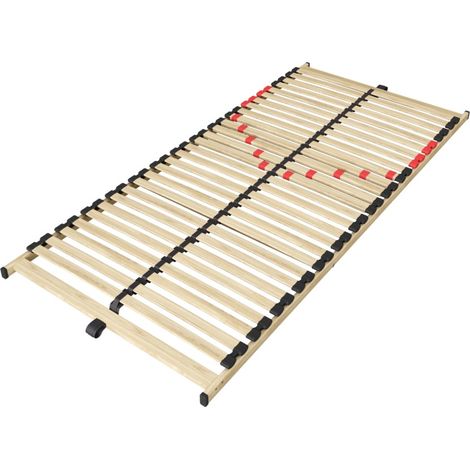 Base per letto ZITTARO – 28 doghe – 90x200 cm – Finitura quercia e nero – Supporto rigido e design sobrio