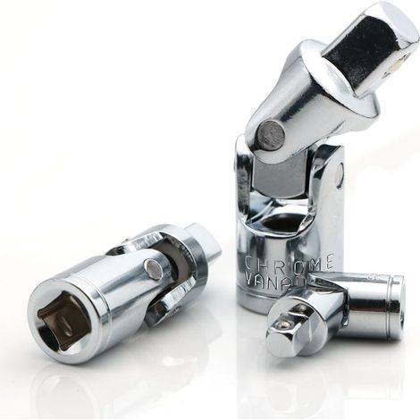 Kit de joint universel, adaptateur de cliquet, douille universelle, pour toutes prises hexagonales, set 1/4", 3/8", 1/2", 3 pièces en acier chrome vanadium (1 set)
