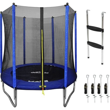 Dellonda DL92 Heavy-Duty Outdoor Trampoline with Safety Enclosure Net, Anchors & Ladder 6ft