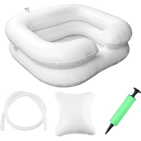 Lavabo à Cheveux Gonflable,Bassin Gonflable avec Tube de Drainage  Lavabo Gonflable Portable pour Shampoing pour Personnes âgées Enceintes Femmes Blessées Handicapés (1/5)