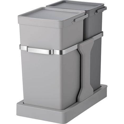 EKO - Deco Poubelle Encastrable 20+15 litres - Plastic Stainless steel  - gris