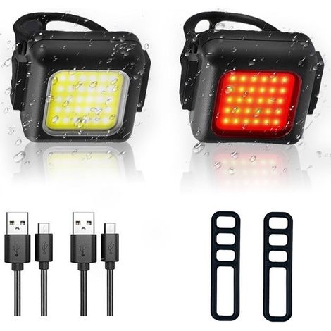 Kit luci per bicicletta – 3+3 modalità – Ricaricabile – Impermeabile IPX5 – Faro anteriore + Fanale posteriore (1/5)
